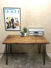 Reclaimed pine table 1200 x 600 mm industrial style on hairpin legs