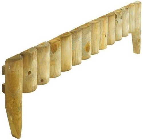 Wooden log picket fence panels - wooden,