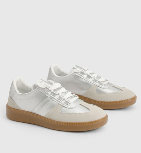 Women silver lace flat - up,