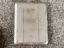 VINTAGE ART DECO SILVER PLATE ENGINE TURNED CIGARETTE CASE HOLDER BOX