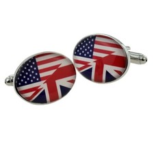 United Kingdom USA Mix Oval Flag Cufflinks Presented in a Cufflink Box X2BOCO78