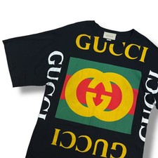 Gucci Large Printed Logo Black T Shirt