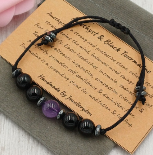 Tourmaline amethyst hematite - amethyst,