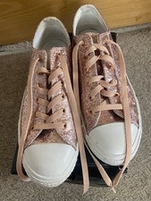 Converse All Star Ox Glitter Rose Gold Sparkle Lace Up Pumps Size 38/5 Exc Cond