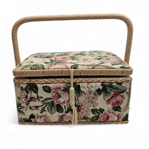 Vintage floral sewing - vintage, basket