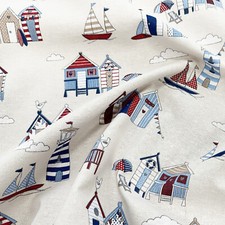 Canvas fabric beach huts - fabric,