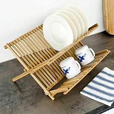 Bamboo dish drainer plate rack - bamboo,