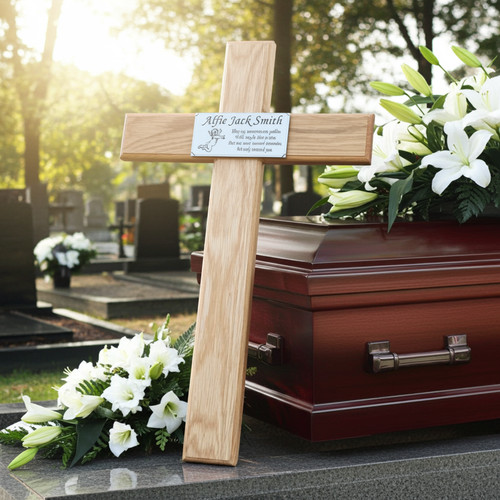 Christian memorial cross oak - christian,