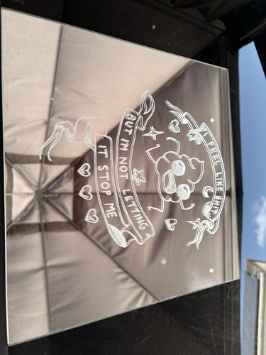 Hand engraved mirror - hand, me
