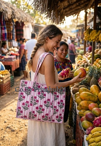 Cotton quilted tote - quilted, hand