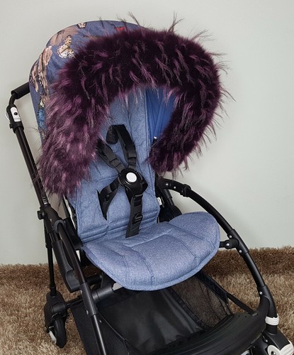 Luxury pram hood fur trim - hood,