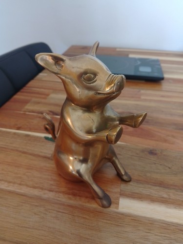 Vintage brass sitting pig698g - vintage,