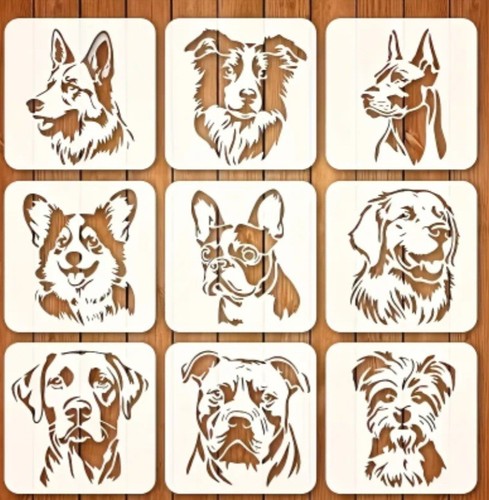 R63 9pcs dog stencils - r63,