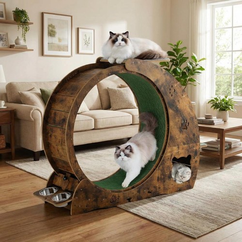 Cat exercise wheel - cat,