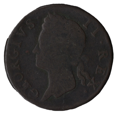 1747 ireland half - penny, coin