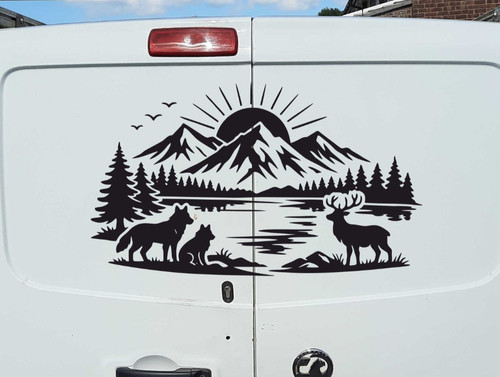 Car sticker mountains - car,