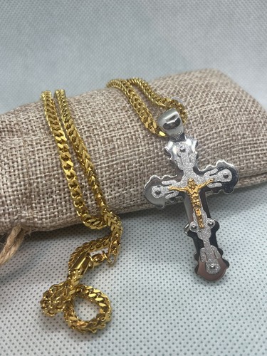 Steel cross pendant - steel,