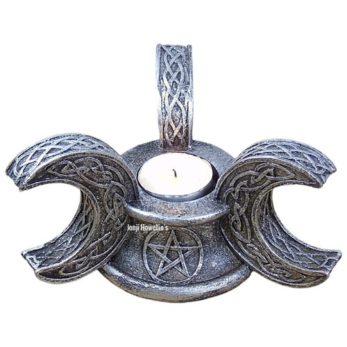 Silver pentagram candle holder - pentagram,