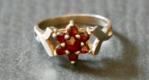 Vintage silver garnet cluster - ,