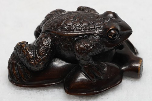 Vintage hand carved wood frog - vintage,