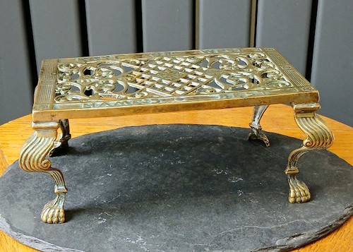 Antique brass table - brass, trivet