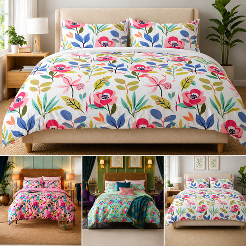 Floral duvet cover reversible - cover,