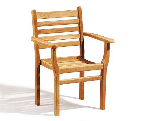 Teak garden stacking armchair - stacking,