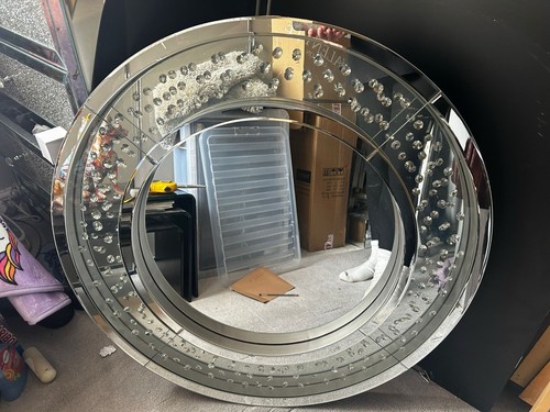 Round 60cm silver wall mirror - round,