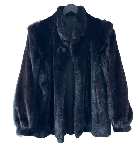 Real natural black mink - black, fur
