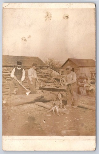 Antique lumberjacks sawing - lumberjacks,