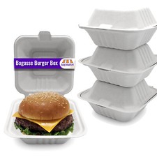 Compostable Bagasse Burger Box