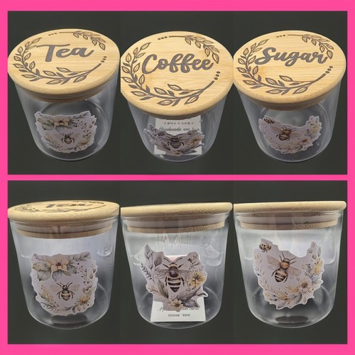Tea coffee sugar jars - tea, with