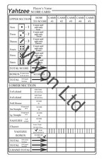 Yahtzee Score Pads (Sheets