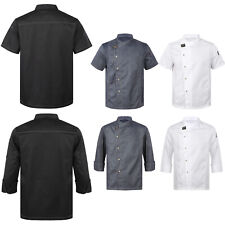 Men Women Classic Cook Uniform Top Pockets Chef Jacket Coat Restaurant Workwear