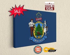Maine Flag Canvas Wall Art Fine Art Photography Durable Lightweight Print