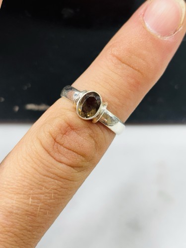 Silver and oval smoky - , quartz