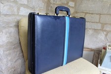 Vintage s Leather Briefcase With Amiet Combination Locks  Used 13x18x3.5"