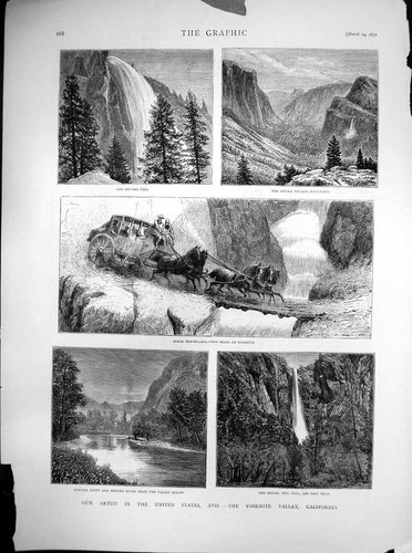 Antique old print yosemite - antique,