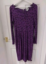  MASAI CLOTHING COMPANY purple floral stretch jersey long sleeve dress small 