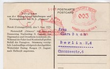 GERMANY: 1929 shipping postcard with HAMBURG-AMERIKA LINIE meter mark (C36538)