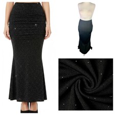 Black Skirt Size 22 (3XL) Sparkle Stretchy Elasticated ~Wiggle Curve ~ NEW NWOT