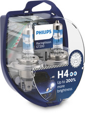 Philips RacingVision GT200 H4 200% Brighter Car Headlight Bulbs (Twin)