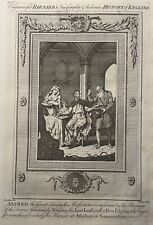 1784 Alfred The Great & St Cuthbert Legend Sharing Bread Original Antique Print
