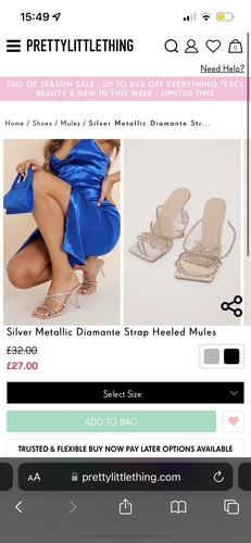 Plt silver diamonte heels