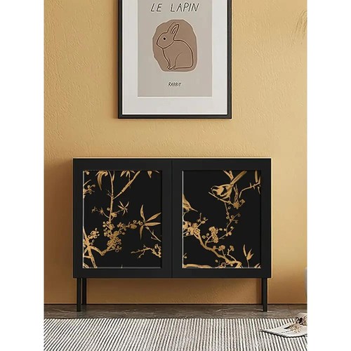 Black gold floral tree - black,