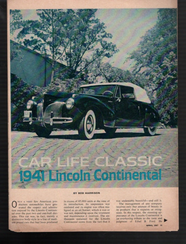 Car life classic - 1941, lincoln