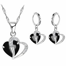 Jet Black Heart Necklace and