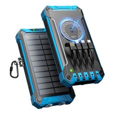 Wireless Solar Power Bank 26800 mAh with 4 Cables, Power Bank USB-C Input/Output
