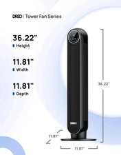 Dreo Nomad One Tower Fan, 7.3M/S Velocity Quiet Cooling Fan, 90° Os