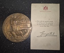 WW1 Death Penny Memorial Plaque With Original Envelope amd Letter Name Pearson